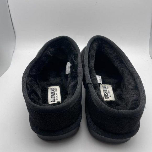 CUSHIONAIRE Women's Cozy Faux Shearling Genuine Suede mule slippers BLACK 7.5 - Picture 4 of 6